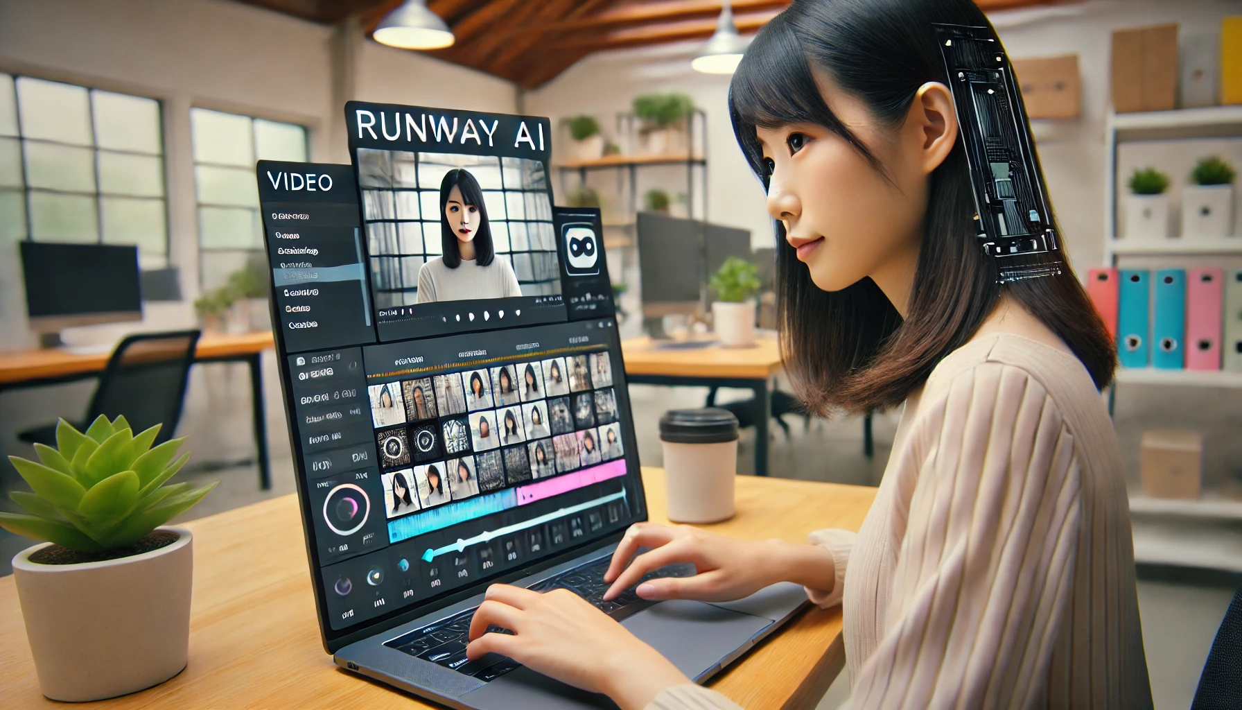 A_Japanese_woman_using_the_Runway_AI_video_creatio